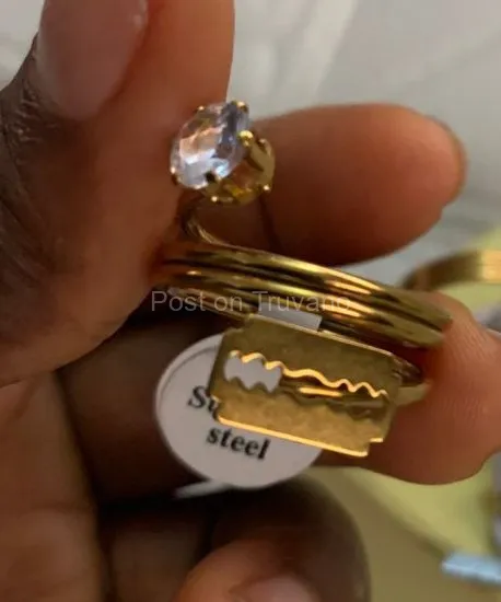 Gold-colored stainless steel ring