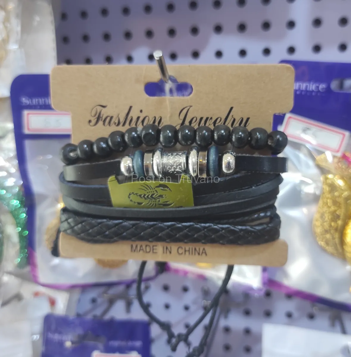 multilayer black leather bracelet set