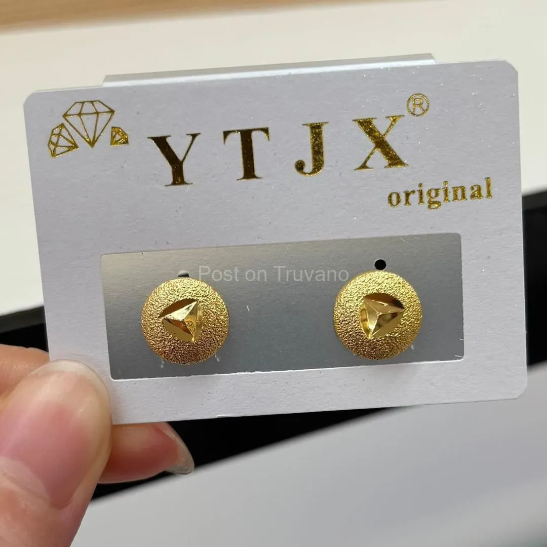 YTJX brand gold-plated stud earrings.