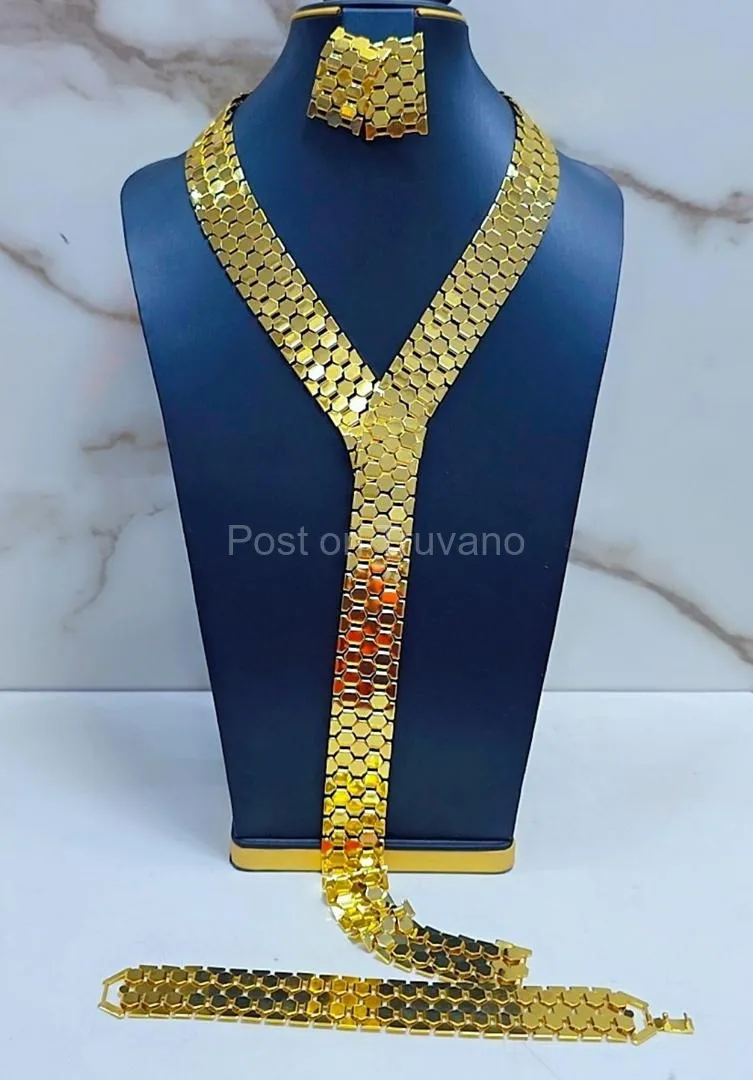 Luxury Honeycomb Gold Jewelry Set ✨